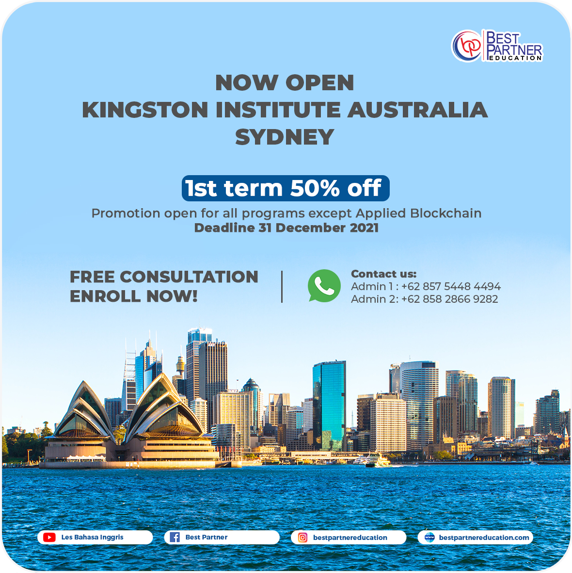 50% Tuition Fee Off di Kingston Institute Australia